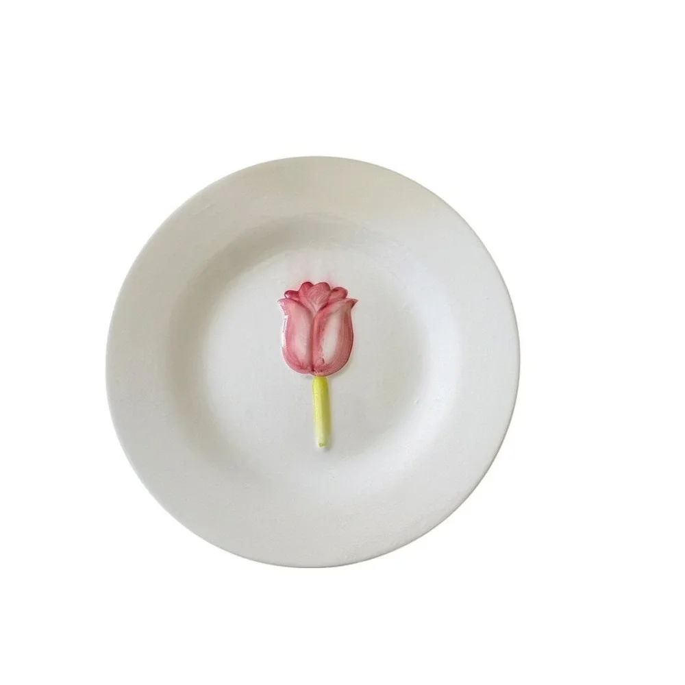 Pier 1 PAI Tulip Side Dessert Plates Set of 4 VTG Hand Painted Ceramic 8.25